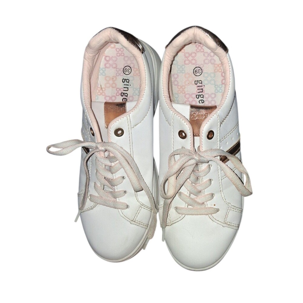 Ginger by Lifestyle Women's Tennis Shoes White With Gold UK 39 US 8 8.5 Sneakers